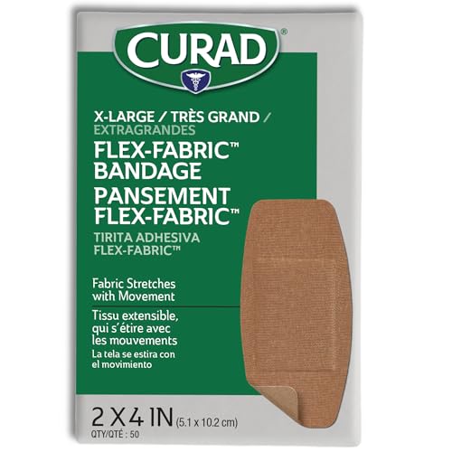 Curad Flex-Fabric Adhesive Bandages with Stretch to Conform to Wounds 2 x 4 Inches (50 Count)
