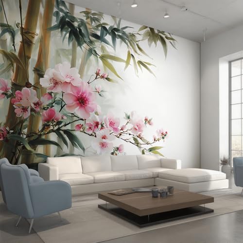 Générique Papier Peint Zen, Motif Papier Peint Intissé Panoramique Feuilles de Bambou Méditation 250x175 Wallpaper Pour Salon Chambre Deco Murale W&71