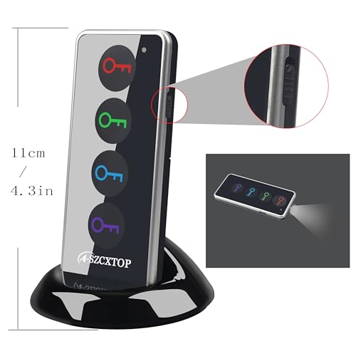 Schlüsselfinder Key Finder, 80dB kabelloser Gegenstands-Tracker, RF-Finder für Schlüssel, Haustiere, Gepäck, Geldbörse, Telefon, 40 m Reichweite, 1 RF-Sender & 4 Empfänger & Taschenlampe