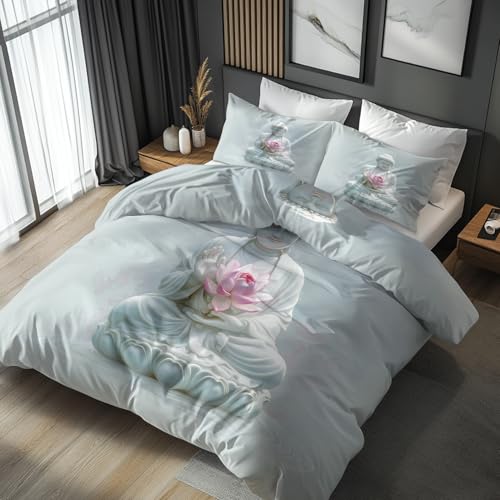FJWXCBD Lotus Buddha Duvet Cover Set Queen Microfiber