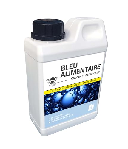Méduze - Bleu Alimentaire Colorant de traçage 1L - Prêt à l’Emploi - Eau Potable et eaux usées - Plomberie - Diagnostic - Travaux publics