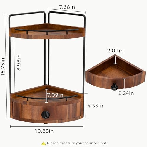 Naeqieo 2-Tier Corner Bathroom Countertop Organizer with Drawer - 1