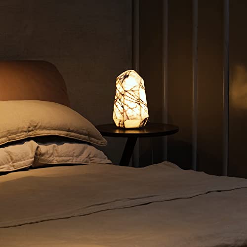 Artsolute Handcrafted Real Marble Table Lamp, Stone Lamp With Tri-Color Dimmable Led, Bedside Lamp, Small Table Lamp For Home Decor, Accent Table Lamp For Bedroom Living Room, Multifacet #TOP7