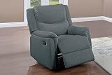 GOWE 1pc Manual Recliner Upholstered Seat and Backrest Supportive Headrest Dark Gray Finish Primary Living Room