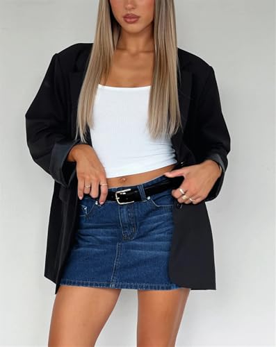 Mini jupe en jean extensible taille haute avec poches - 2