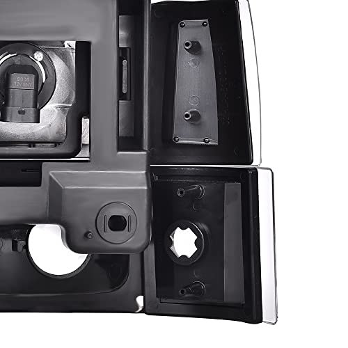 G-Plus Headlights Assembly, Compatible With 1994 1995 1996 1997 1998 1999 Gmc C1500 K1500 Yukon Bumper Headlamp, Clear Lens Black Housing Amber Reflector #TOP7