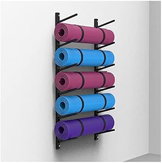 Wall-Mounted Yoga Mat Holder - Sturdy Black Metal Rack for Gym, Office, Garage - Foam Roller & Equipment Organizer, Available in 2/4/6/8 Tier Options
