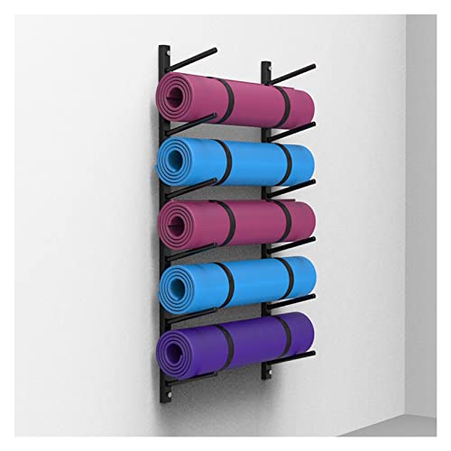 Support de tapis de yoga en métal noir pour rangement de gym