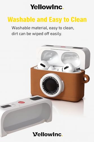Image of Retro Camera Silicone Case Cover for Apple Airpods Pro 3 (2025) with Carabiner (Brown, Retro Camera)