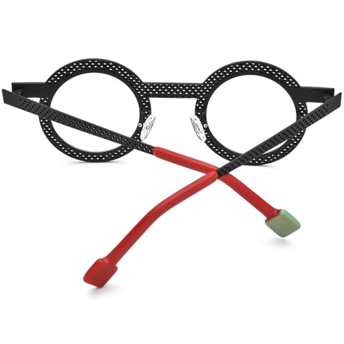 Image of FONEX Colorful Pure Titanium Glasses Frame Women Retro Round Eyeglasses