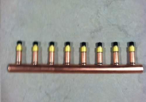 8 Loop 1" Copper Radiant Manifold w/ 1/2" Pex Crimp Fittings