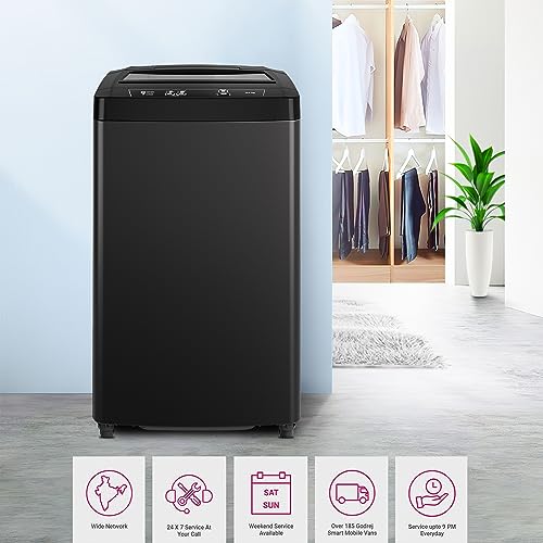 Image of Godrej 6.2 Kg I-Wash Technology Fully-Automatic Top Load Washing Machine Appliance With Toughened Glass Lid (WT EON 620 A GP GR, Graphite Grey)