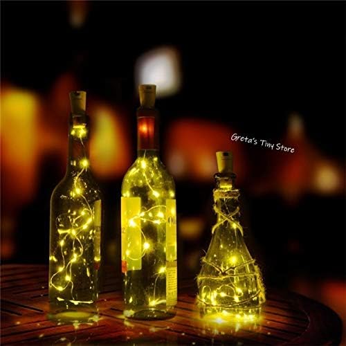 Greta's Tiny Store 12 Pack 20 LED Wine Bottle Lights with Cork, Battery Operated 20 LED Fairy String Lights for DIY, Bar, Party, Decor, Christmas, Halloween, Wedding (Warm White, Battery Operated)