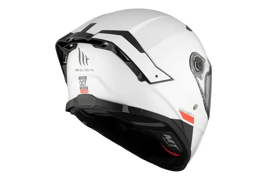 Casco MT Thunder 4 SV – Casco Moto Integral con Visor Solar Full Vision, Pantalla Antivaho Compatible con Pinlock, Interior Lavable y Calota HIRP | Homologado ECE 22.06 & Dot Blanco Brillo Talla M