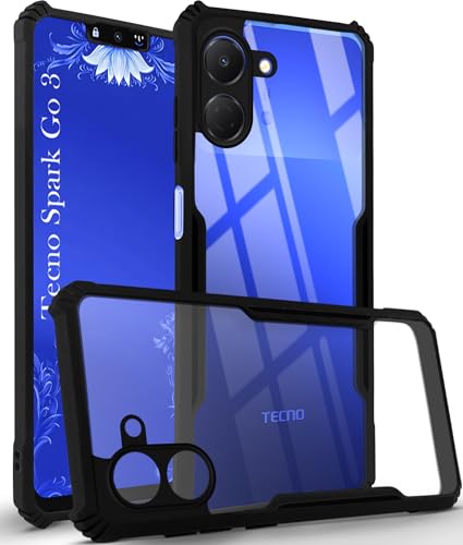 Image of Jkobi Hybrid Back Cover Case for Tecno Spark Go 3 (Shockproof with Polycarbonate Clear Panel | Professional Black)