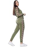 Love My Fashions Survêtement pour femme Polaire Floral Panneau latéral Jogging Suit Set Casual Ourlet Côtelé Menottes Survêtement Zipper Up Casual Sweat À Capuche Bas