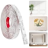 16.4FT x 1.02'' White Peel and Stick Crown Molding Trim – Flexible Decorative Mirror Frame Border, Self-Adhesive Molding for Bathroom Doors & Mirrors