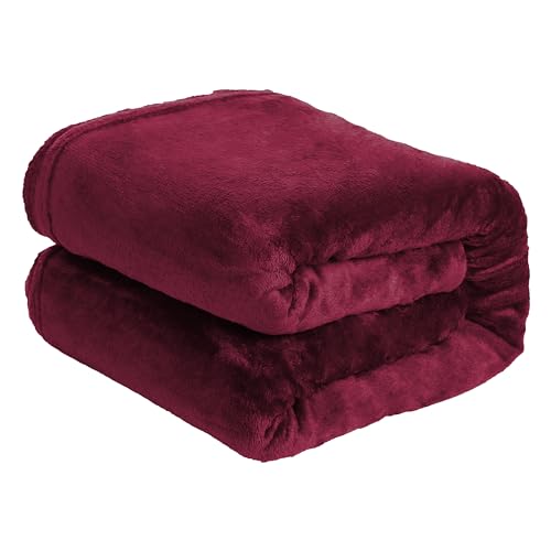 H HANSEL HOME Manta Grande para Sofá Extrasuave Microfibra, Manta Sofa Franela, Manta Polar para Cama, para Toda Estación - Rojo, 220x240cm