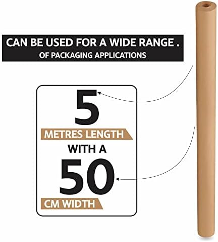 Brown Parcel Paper Kraft Gift Wrapping Paper Roll 60gsm Thick Biodegradable Heavy Duty Christmas Packing Paper For Wrap Birthday Gift Xmas Arts Crafts Postal Shipping Parcels 5m In Length 50cm Width