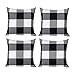 Steven.Smith 4 Pack Farmhouse Decorative Black White Buffalo Check Plaids Throw Pillow Cases Cotton Linen Decorative Cushion Cover Throw Pillowcase 18x18 inch Fall Halloween Home Decor