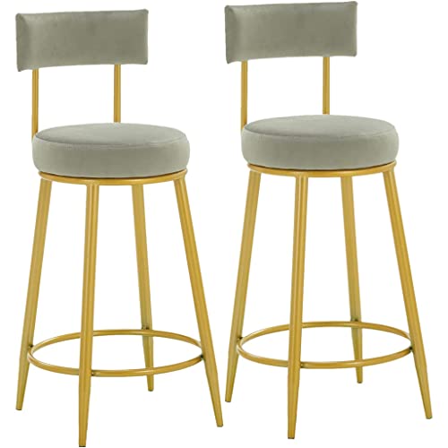 AXWT Juego de 2 Taburetes de Terciopelo para mostrador, tapicería Taburetes de Bar Taburetes de Bar Taburetes de Altura para Isla de Cocina, Sillas de Bar Modernas Sillas de Comedor con Respaldo