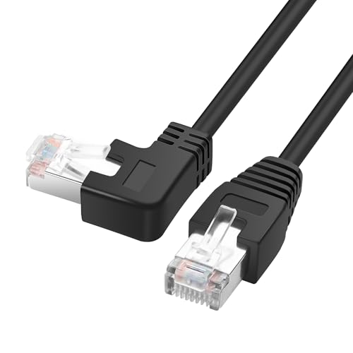YACSEJAO RJ45 90 degrés câble Ethernet cat6 RJ45 mâle à angle droit cordon de raccordement réseau choisissez parmi plusieurs longueurs d'angle (Angle droit, 2M/6,6FT)