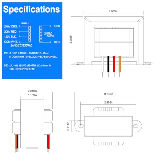 24v 50va Control Transformer， Primary 120, 208, 240V Secondary 24V Isolation HVAC Furnace Transformer Multi Tap by WUYELIN - Image 3