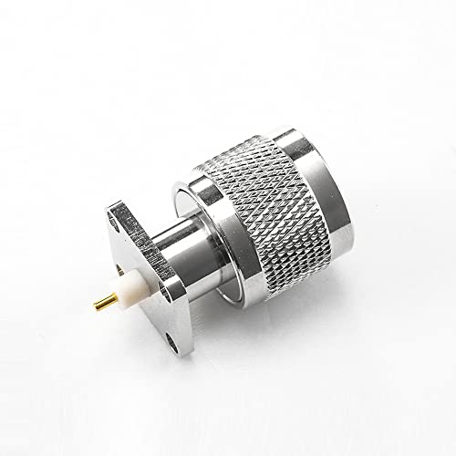 GXMRHWY Solder Type N Connector Welding Plate 4 Hole Flange Straight Male for PCB Mount