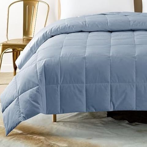 St. James Home Constance 233 Thread Count Lightweight White Duck Down Blanket King - Light Blue Cover