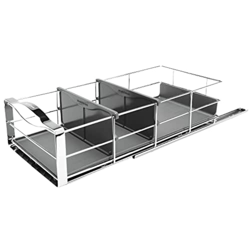simplehuman 9-Inch Pull-Out Cabinet Organizer, Under Cabinet Sliding Drawer for Kitchen Bathroom, Heavy-Gauge Steel Frame, Removable Drip Guard, Ball-Bearing Tracks, Grey Plastic by simplehuman - Used condition - US$54.75