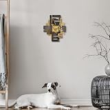 Giallobus - Zegarek premium - Axia - Drewno MDF - Premium 25,5x30 - - 13 - Black&gold - Rzemieślnik Made in Italy - Cichy - Pomysł na prezent - Nowoczesny podwójny poziom