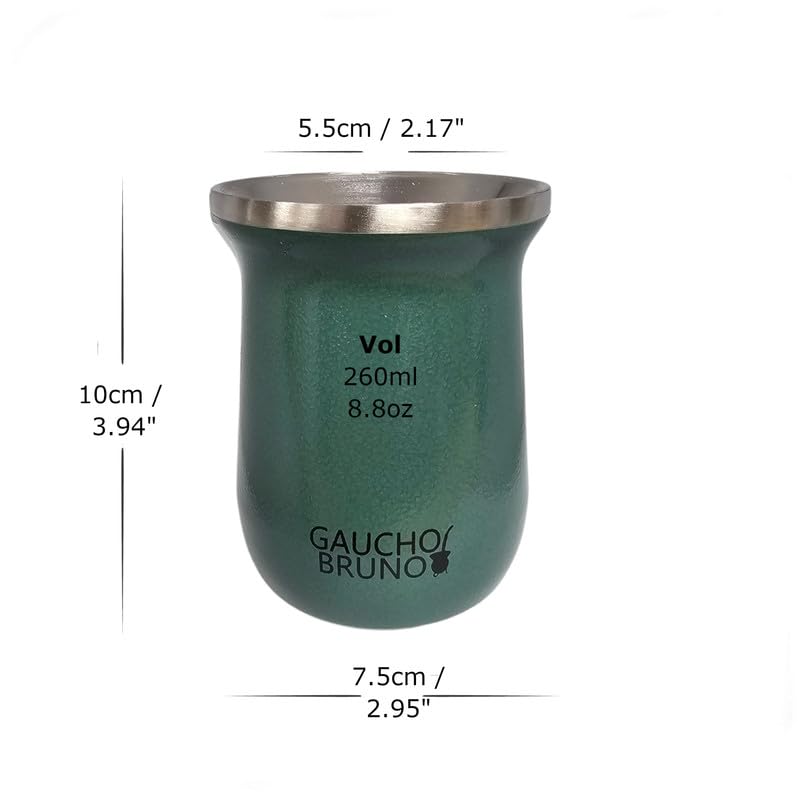Gaucho Bruno - Stainless Steel Industrial Mate for Drinking Yerba Mate | Easy to Clean | Comfortable to Hold | Keeps Warm for Longer,Crinkle Green - Image 4