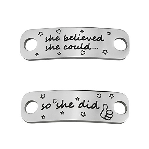 Rantanto Shoe Lace Tag Inspirational Shoelace Charms For Sneakers Graduation Christmas Running Gifts For Women Teenager Girls (WL0303 She Believed She Could)