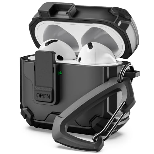 Sinjimoru AirPods4 �P�[�X MagSafe�Ή� �u���b�N | Armor Lock �P�[�X �S�ʕی� �ϏՌ��o���p�[ �X�}�z�X�^���h���� MagSafe�Ή� �J���r�i�t�� AirPods4