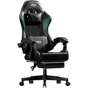 HLDIRECT Gaming Chair, Video Game Chair, Gamer Computer Chair, Ergonomic Gaming Chairs for Adults (Green & Black)