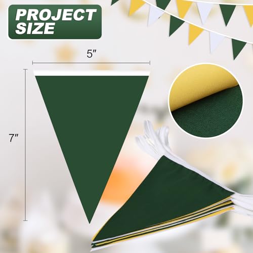 Image of Yellow Green White Pennant Banner Triangle Flag Bunting Garland for Wedding Birthday Baby Shower Graduation Golf Party Decoration