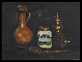 1art1 Vincent Van Gogh Poster Kunstdruck Bild und MDF-Rahmen Schwarz - Stillleben Mit Bartmannkrug, Kaffeemühle Und Pfeifenetui, 1884 (80 x 60cm)