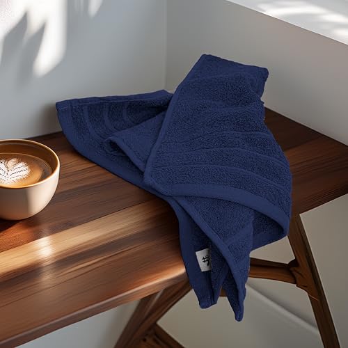 Image of Tens Towels Pack of 6 Hand Towels, 100% Cotton, Lighter Weight, Quick to Dry, 16 x 28 Inches, Super Soft & Absorbent, Perfect for Bathroom & Kitchen, Navy