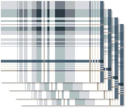 Silicone Place Mats Indoor Dining.Placemats Set of 4，Highly Efficient Heat Resistant mat ，Thermal Insulation ，Anti-Skid Function，Flower Pattern Style Desig：Sunflower Rainbow，Roses，Plaid (Gery Plaid)