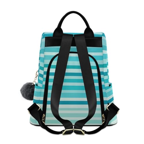 Image of ALAZA Teal Blue Stripes Trips Hiking Camping Rucksack Pack for Women