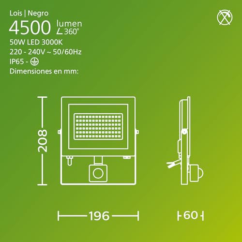 Miniatura 3 de Philips Lois Foco Reflector Led Exterior Con Sensor Movimiento 4500lm Negro