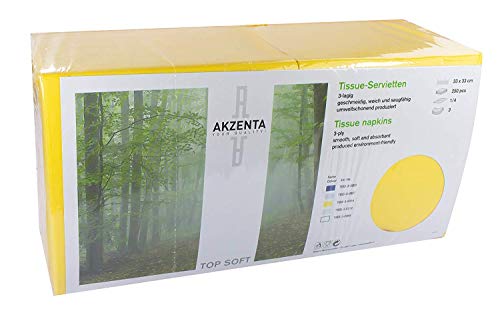 250 Piezas una Sola Vez Paciente Servilletas 33 X 33cm 3-capas en Amarillo Dentales Tissues de Akzenta
