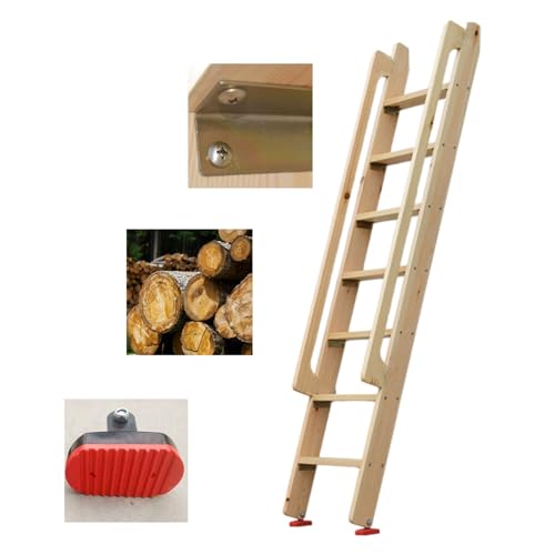 Scala di uscita in legno per interni/soffitta/cantina/tetto, altezza regolabile da 124,5 cm a 200,7 cm, con sicurezza, ideale per fughe di emergenza e accesso alla soffitta