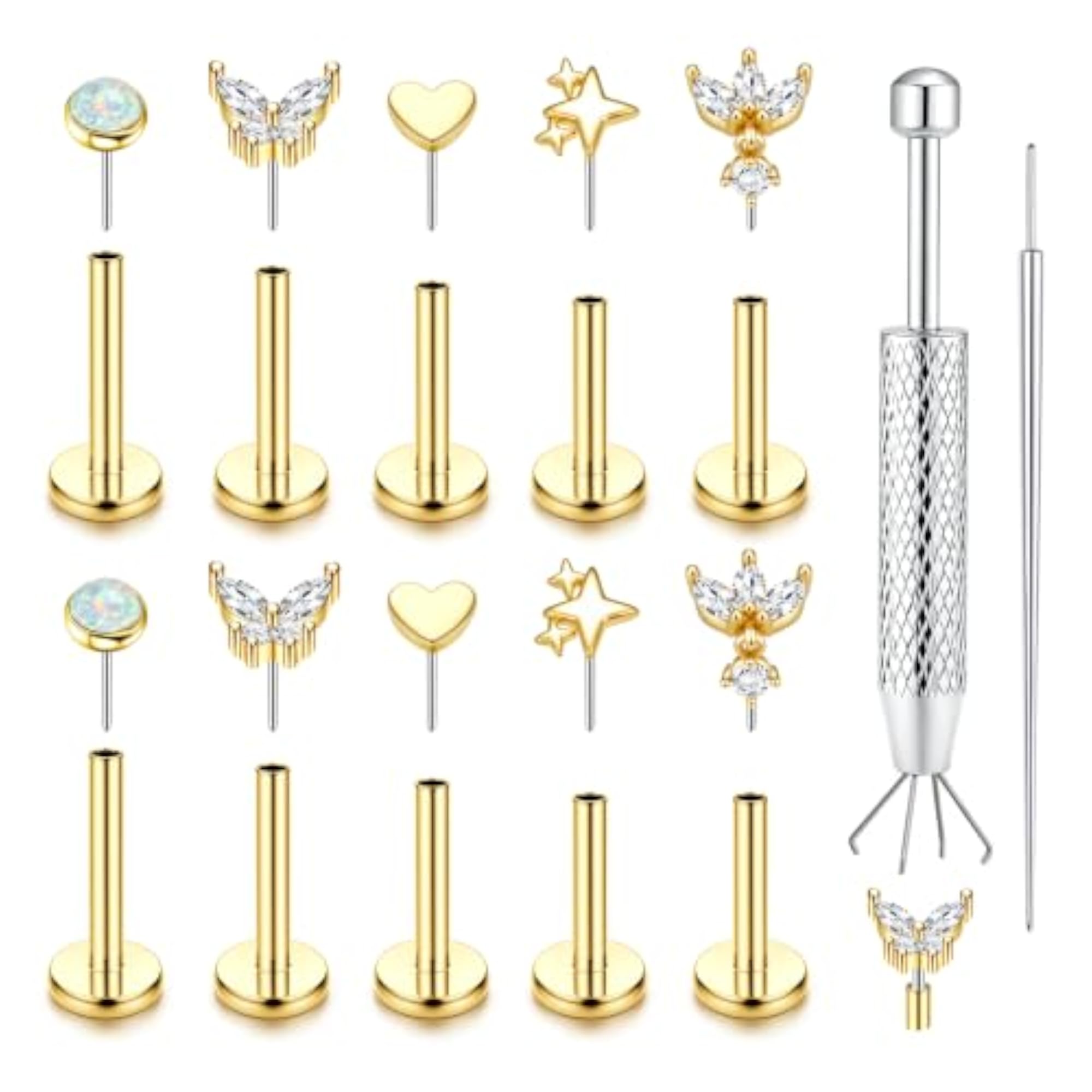 Wireless Flatback Stud Earrings, Surgical Steel