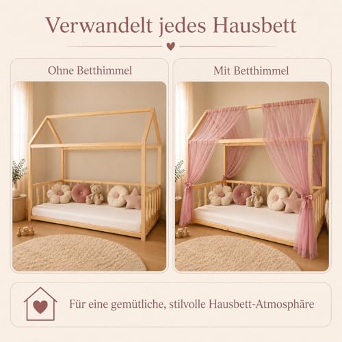 Miniatura 4 de Dosel Para Cama De Casa Infantil, Universal, Tul Premium, Ambos Lados, Dosel, Cortina De Cama Rosa Viejo, 340 Cm