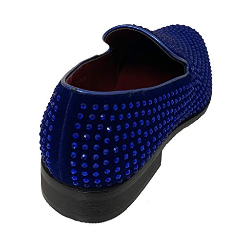 G4U-Alberto Fellini Men's Dress Shoes Rhinestone Loafers Stage Tuxedo Fashion Glitter, 11 Royal Blue4