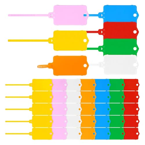 Plastic Shipping Tags, Waterproof Tags for Labeling, 70 Pack, Plastic Tags with Sealing Strap, Blank Label for Keys, Luggage, Inventory, Compatible with Logistics & Retail Use-CRFY