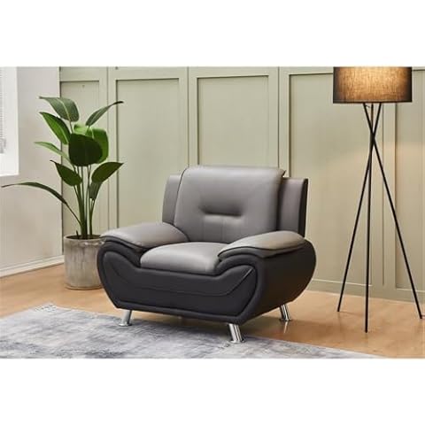 Kingway Furniture Zebra Upholstered Faux Leather Chair in Black/Gray Cover