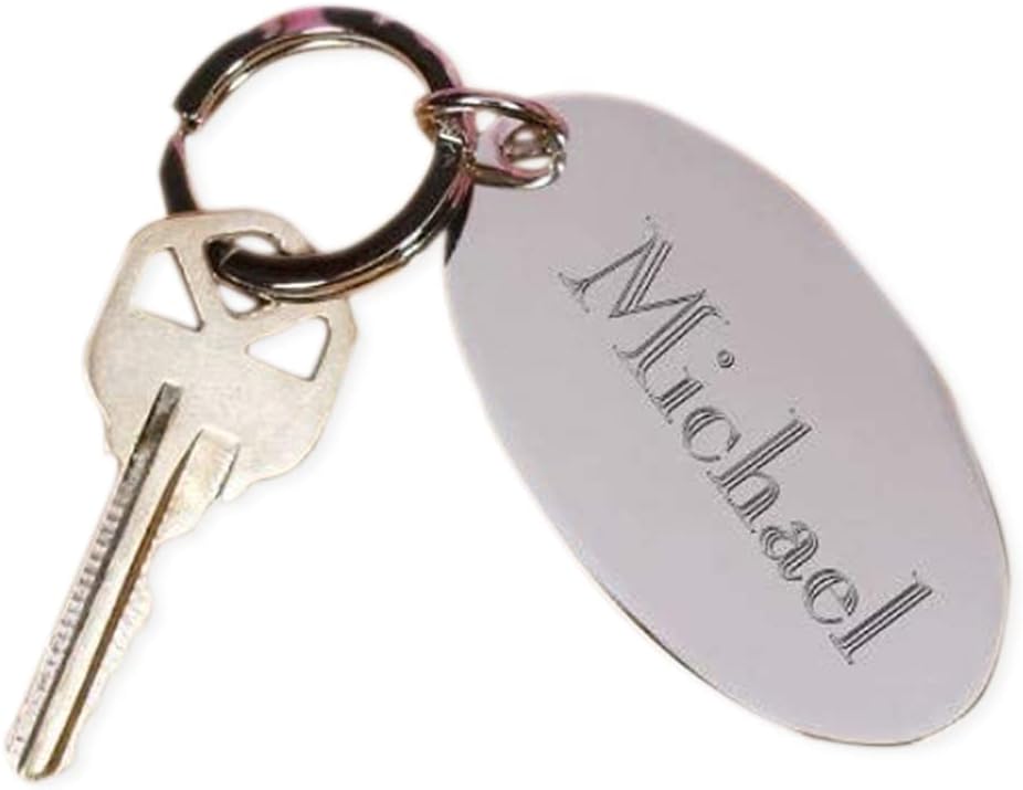 Key Chain, Personalized Silver Metal Oval Keychains With Printed Custom Name/Quote, Best Key Ring Gifts For Women and Men