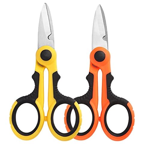 2 Pack Cable Cutter Electrician Scissors Heavy Duty Anti-Slip Fiber Cable Cutter, Special Scissors for Electricians, for Cut Electrical Wire Braid Scissors Cover